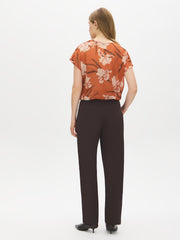 Printed Dolman Sleeve V-Neck Blouse