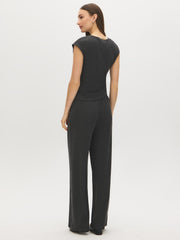 Textured Dolman Sleeve Asymmetrical Top