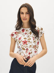 Floral Ruffle Sleeve Top