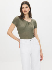 Asymmetrical Neck Melange Top