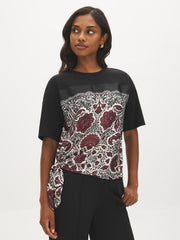Scarf Print Short Sleeve Jersey Top
