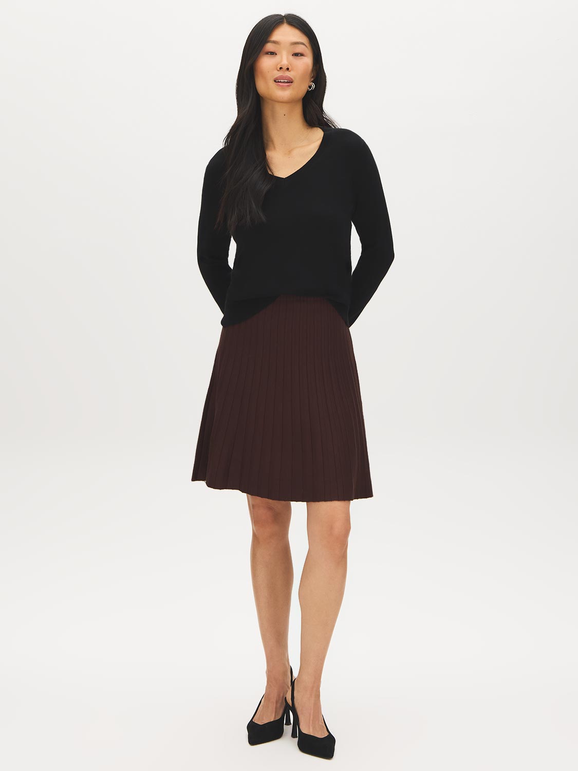 Pleated Sweater Mini Skirt