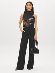 Floral Print Mesh Funnel Neck Top