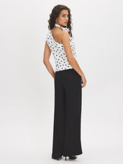 Polka Dot One-Shoulder Scarf Top
