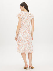 Floral Print Chiffon Midi Dress