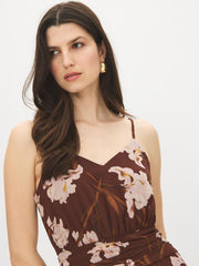 Floral Chiffon V-Neck Midi Dress