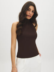 Sleeveless Halter Mock Neck Top