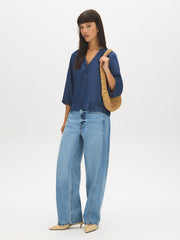 Button-Front Tencel Blouse