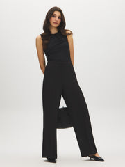 Sleeveless Mesh Insert Double Layer Top