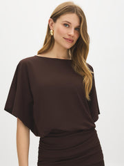 Dolman Sleeve Gathered Waist Dress