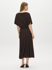 Dolman Sleeve Gathered Waist Dress
