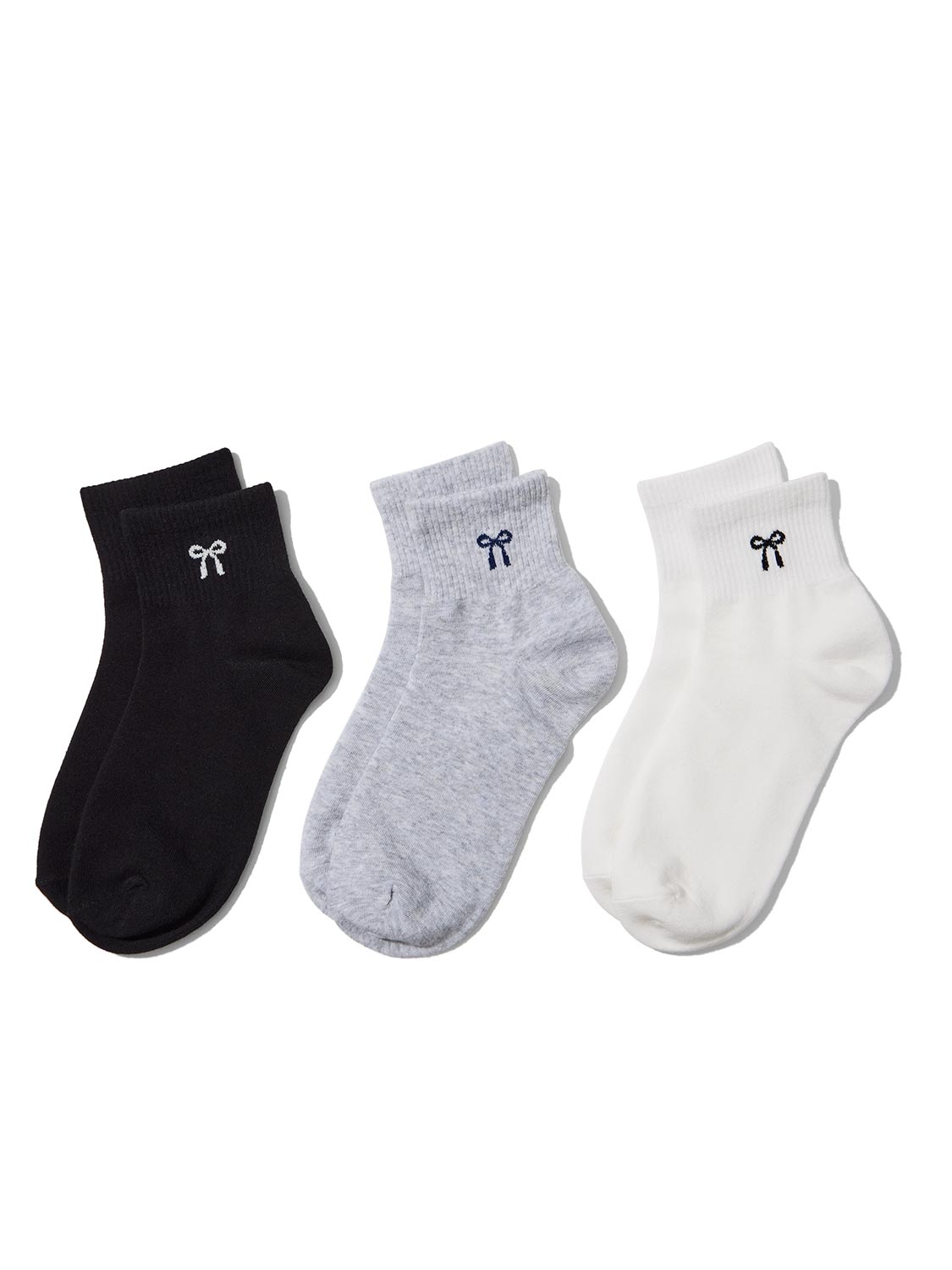 3-Pack Ankle Socks with Bow Detail