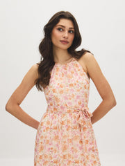 Floral Print Halter Midi Dress