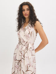 Printed Satin Halter Dress